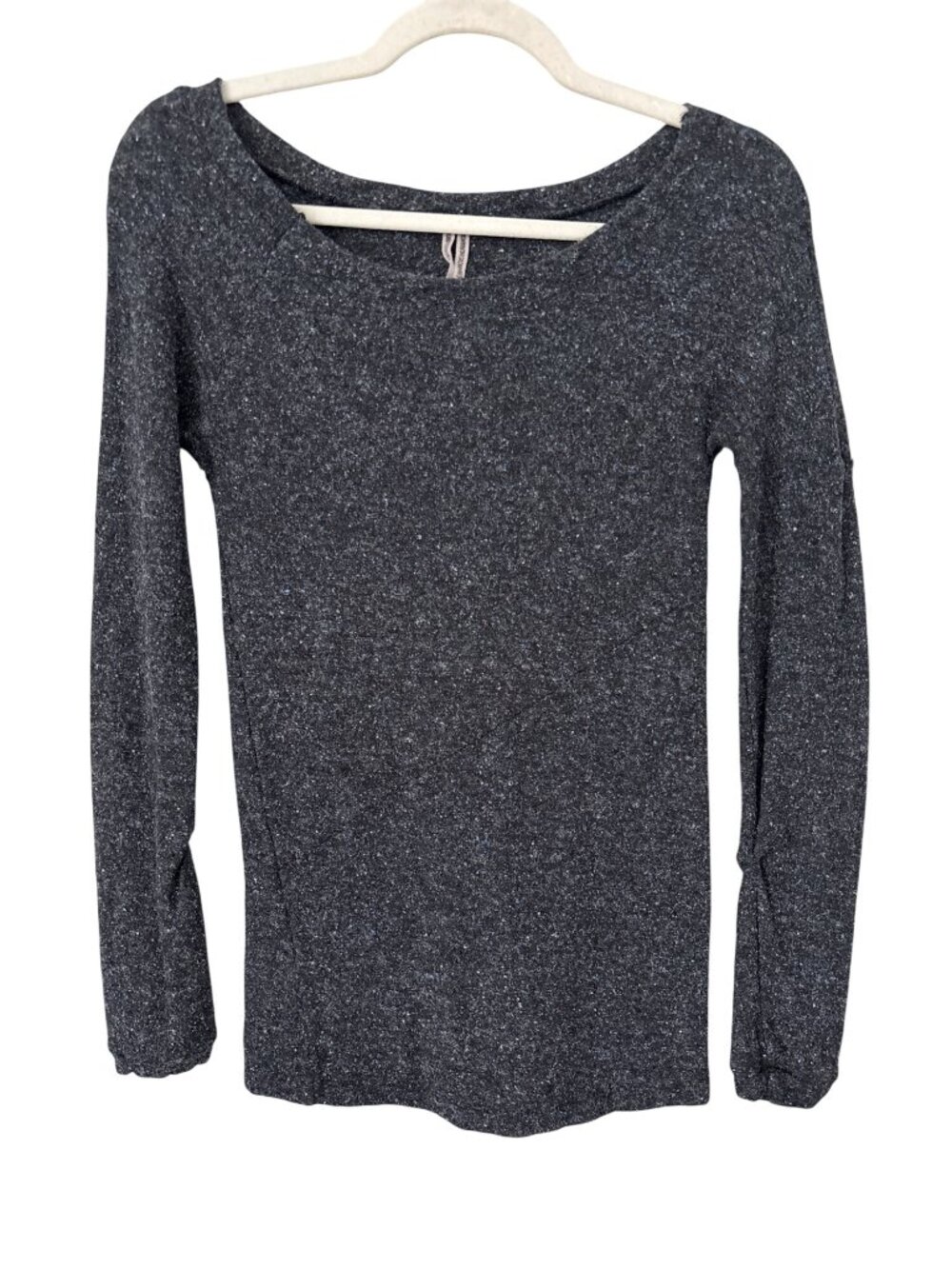 Humanoid Sweater Small Pullover Charcoal Gray Speckled Knit Silk Wool Cotton